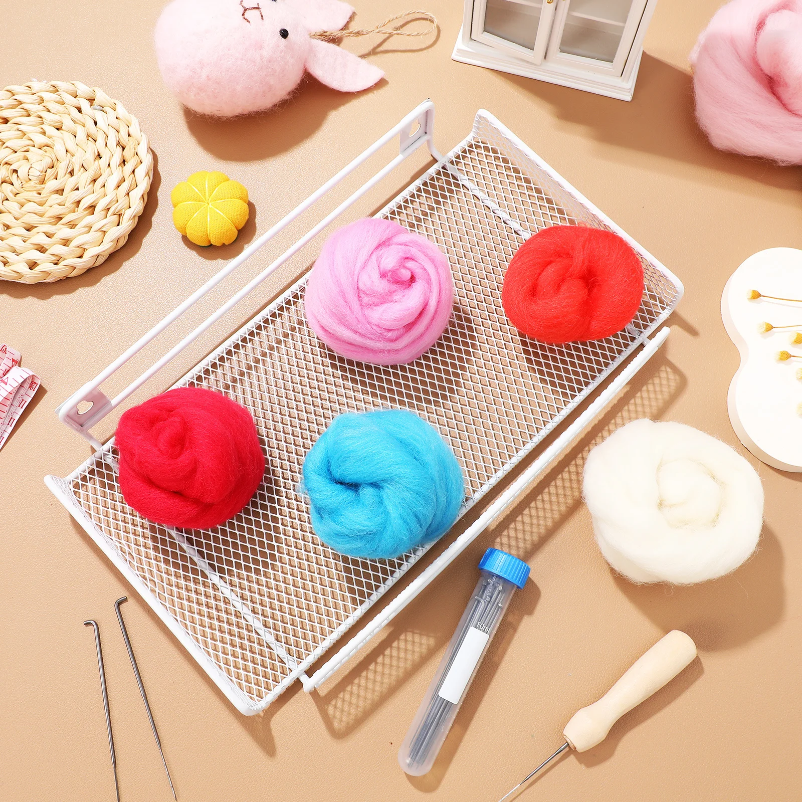 

1 set 1 Set Needle Kit For Beginner Wool Roving Basic Tools Craft Felt Diy Materials Felting Starter Kit Wool Felting Supplies