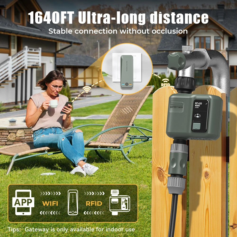 Eshico Wireless Water Timer HCT-633 Garden Sprinkler Tuya/Manual Operation IPX5 RF433 Stable Connection Over Long Distances