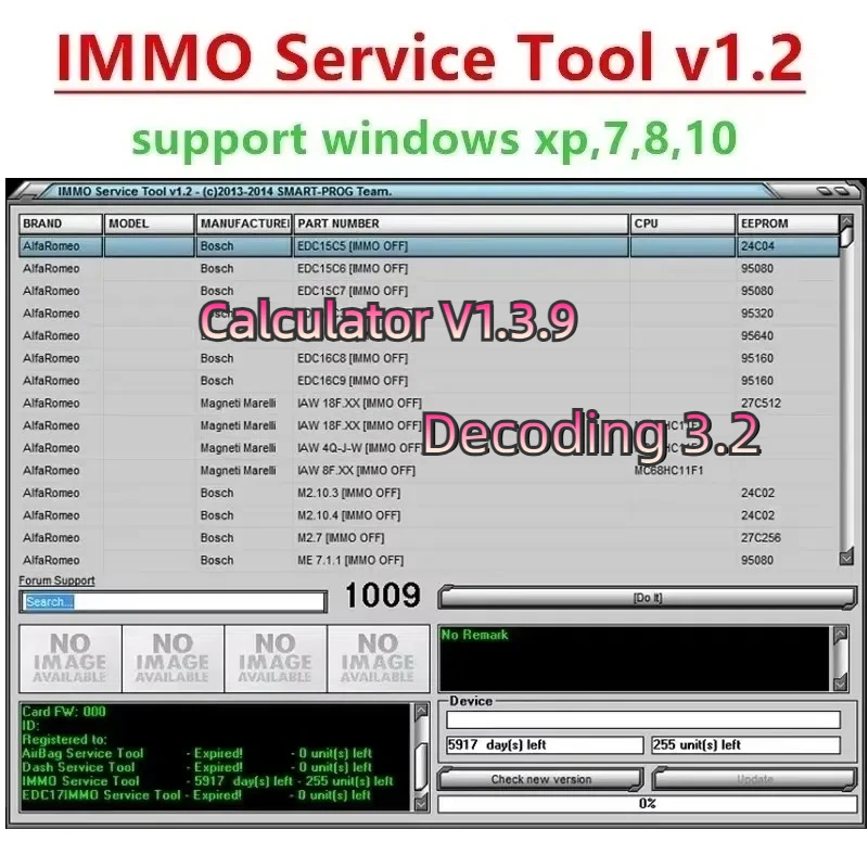 

2023 IMMO SERVICE TOOL V1.2+IMMO Universal Decoding 3.2 with free keygen+IMMO Pin Code Calculator V1.3.9 +install video guide