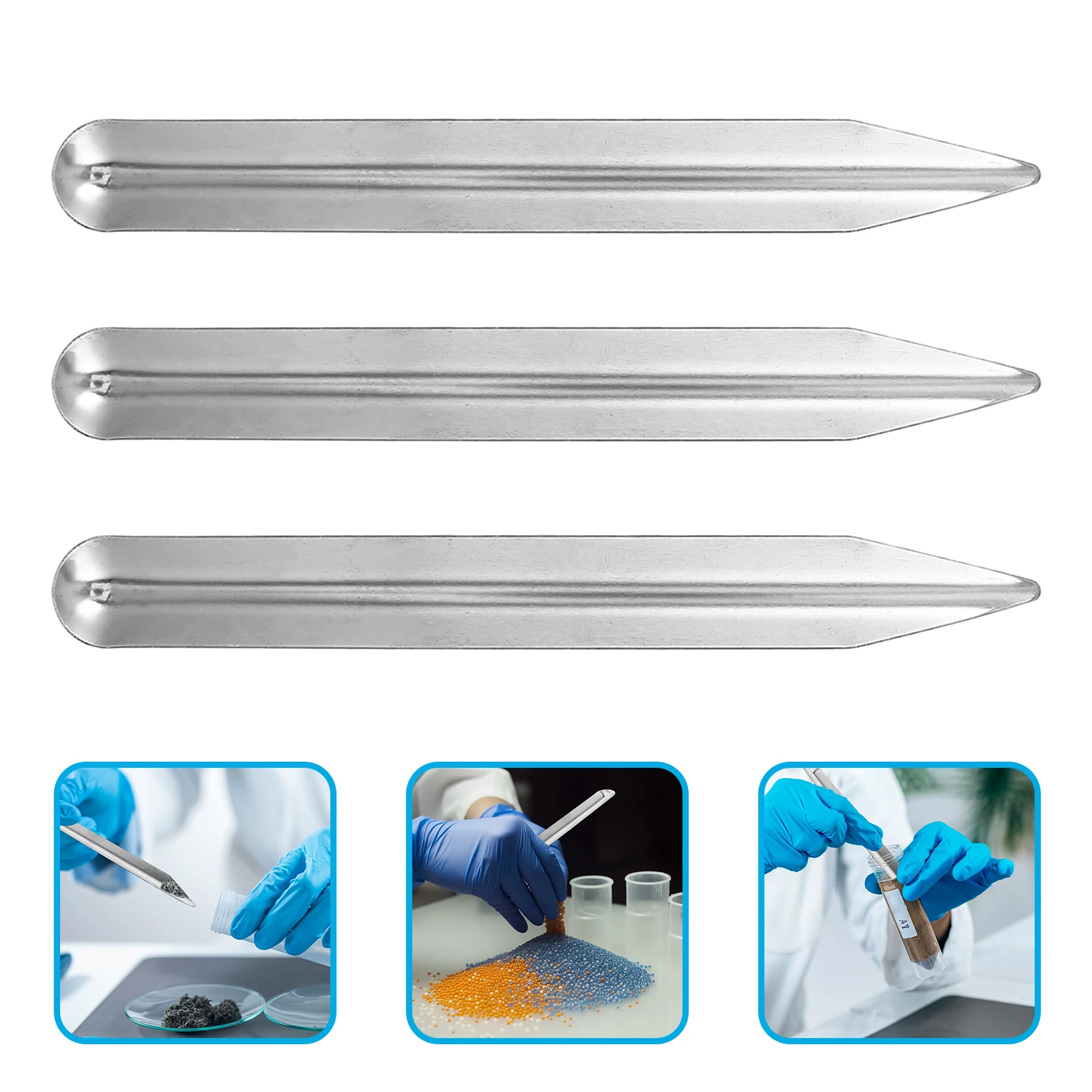 

3pcs Stainless Steel Lab Scoop: Metal Bead Scoop Tool For Powders Pastes Mixing Transferring In Laboratories Classrooms