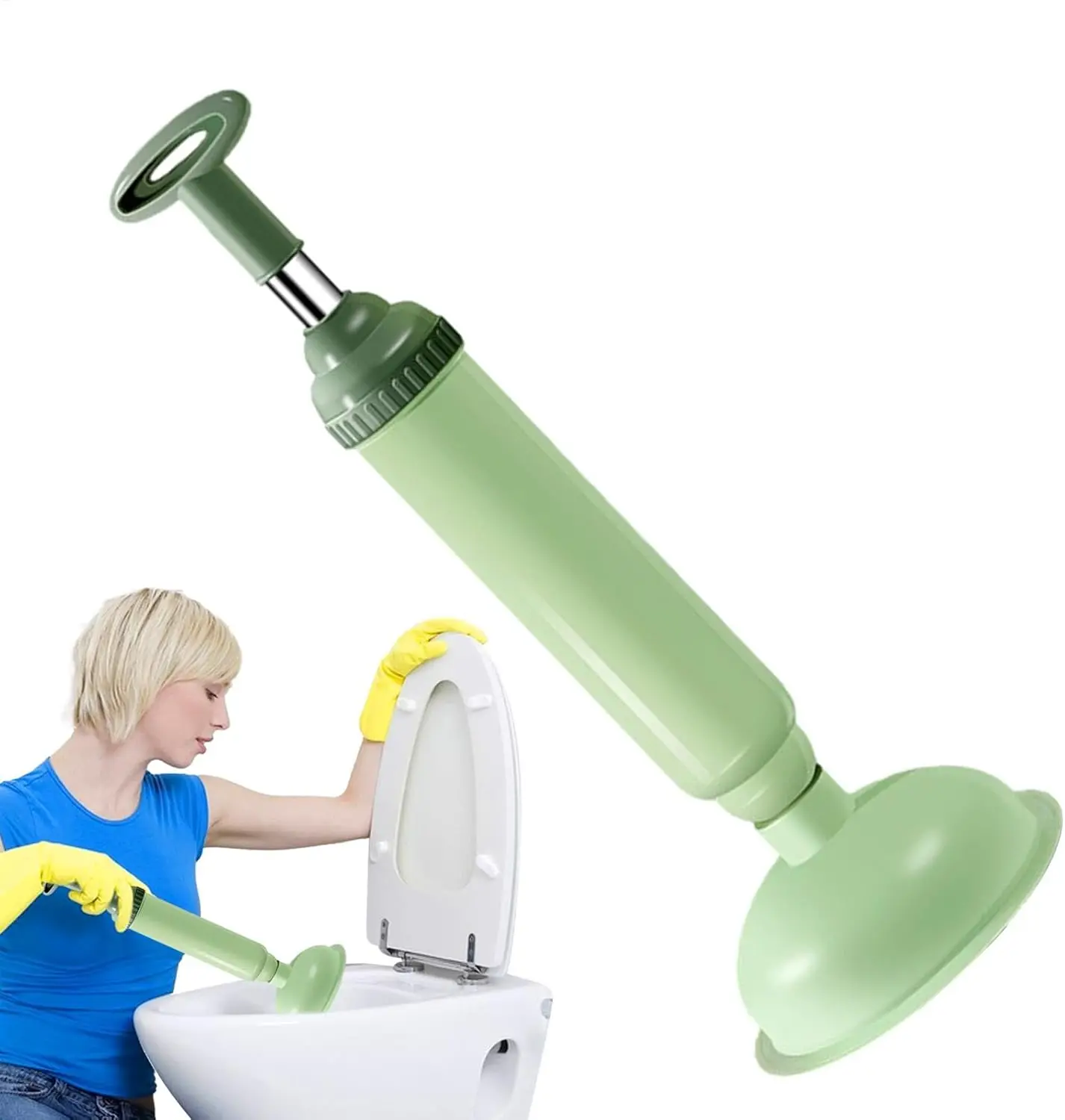 Toilet Plungers for Bathroom High Pressure Bathroom Plunger for Toilets Flexible Sewer Unclogging Tool Air Plunger Drain Clog Re