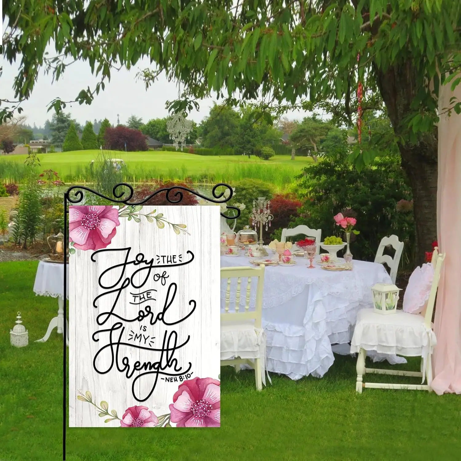 Joy of the Lord is my Strength Garden Flag، تصميم طباعة الكتاب المقدس لعيد الميلاد، ديكور خارجي لساحة المزرعة للمنازل XKK #4