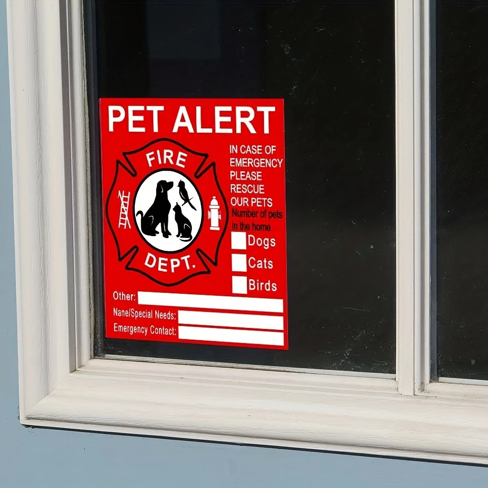 Pet Inside Sticker - 4pcs Alarm Safety Fire Rescue Sticker Stickers - Save Our Cat/Dog Pets In a Fire Emergency