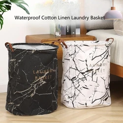 Super Large Laundry Basket Waterproof Folding Storage Basket Leather Handle Kid Toy Clothes Portable Bathroom Sundries Bin 50×40