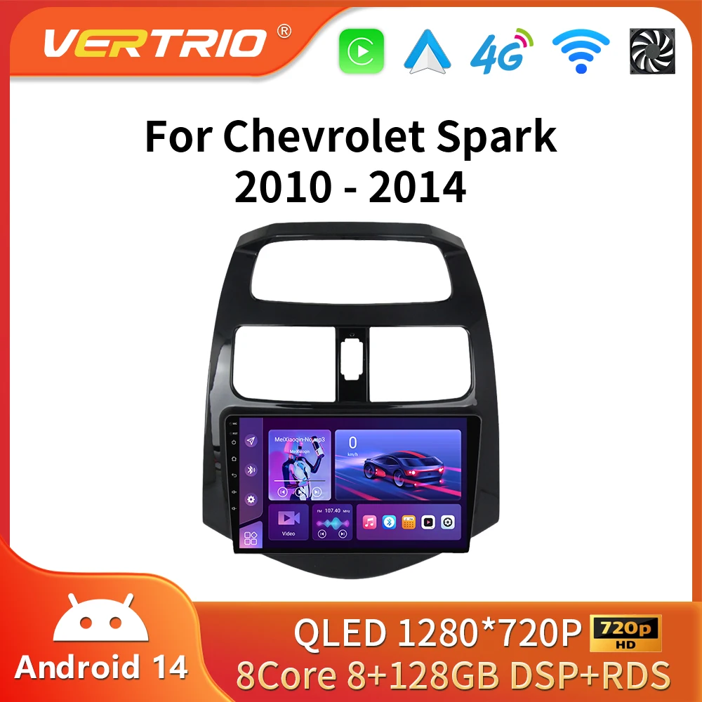 Reproductor de vídeo Multimedia de Radio de coche 2Din 4G Android 16 para Chevrolet Spark Beat Matiz Creative 2010-2014 navegación Carplay DVD