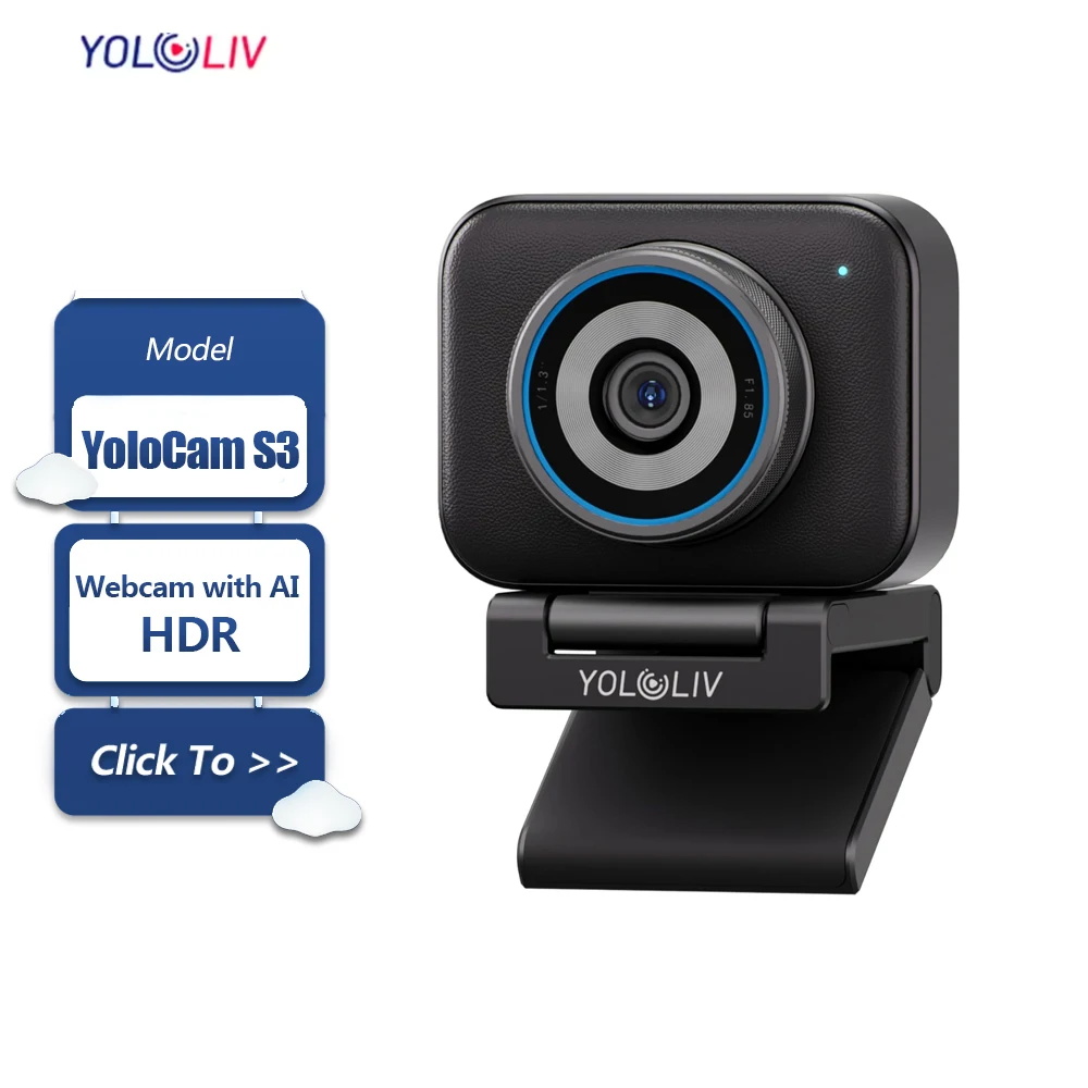 YoloLiv YoloCam S3 AI-Powered 4K Live Streaming Webcam with Large 1/1.3