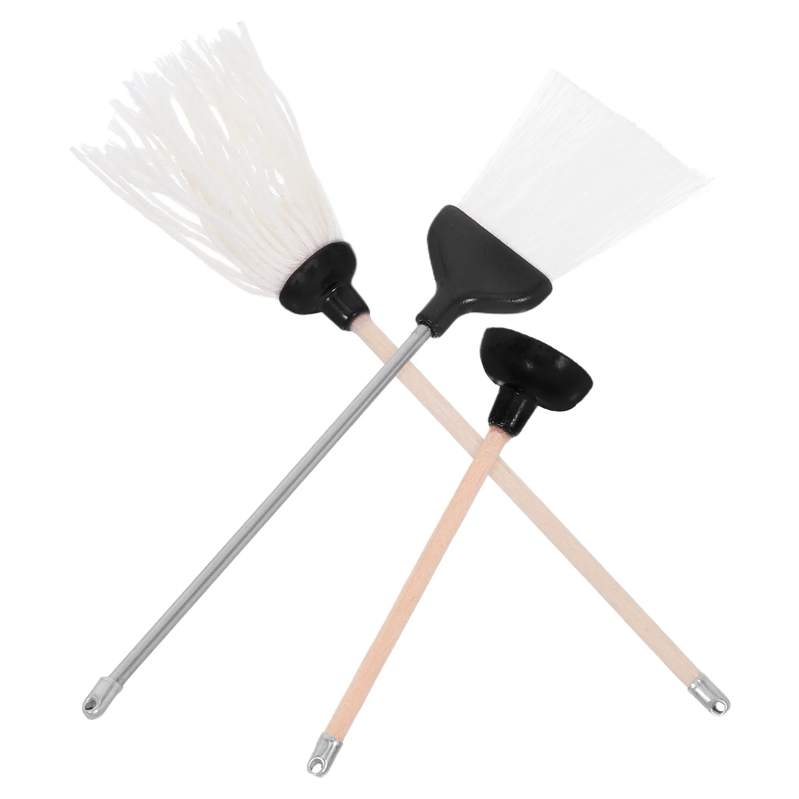 3 pçs mini ferramenta de limpeza esfregões casa de bonecas suprimentos conjunto preto metal decoração acessórios criança