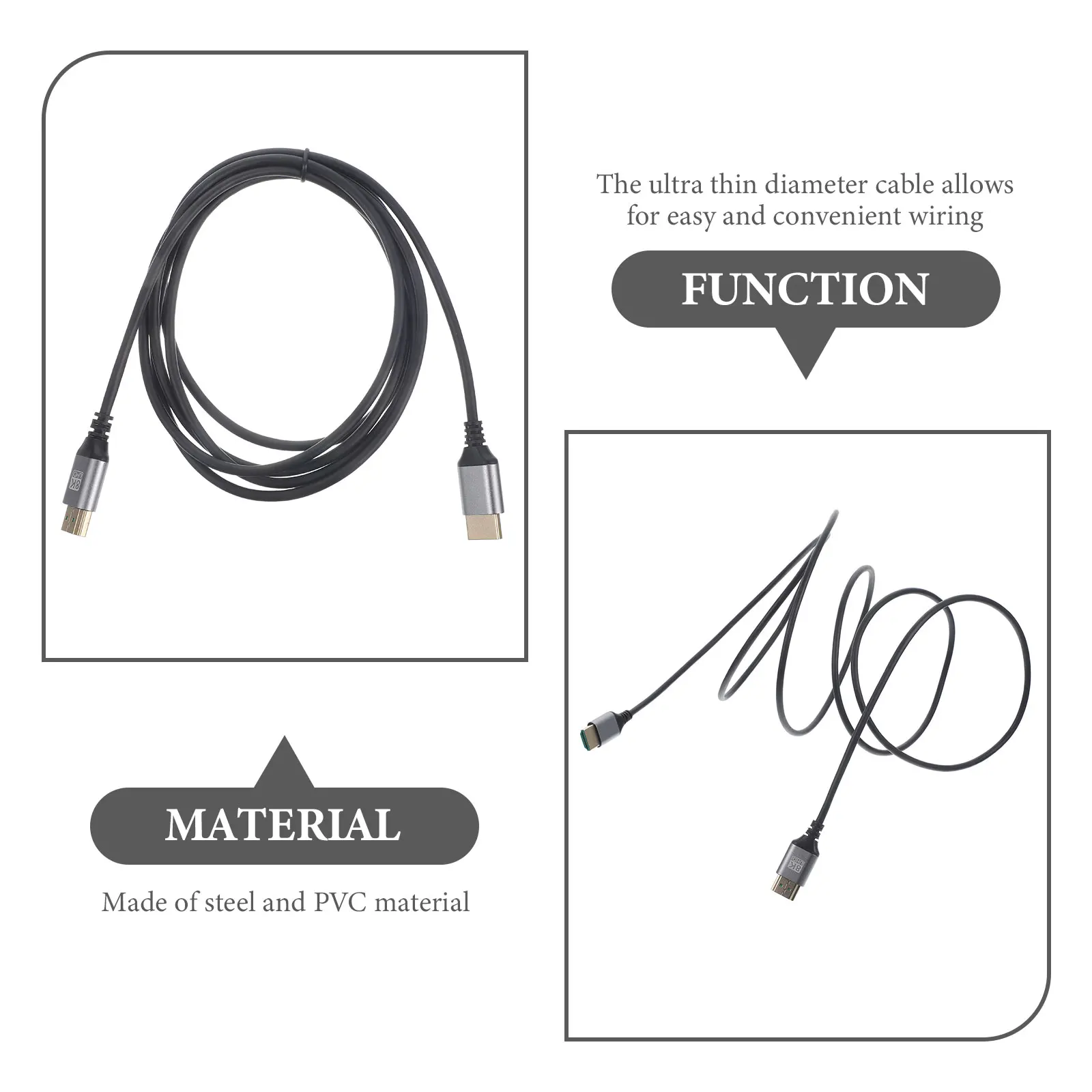 

8K Video Cable Male To Male 2M Ultra Thin High .1 Cable For Computer Monitor 19+1 Core Long Video Cord Laptop