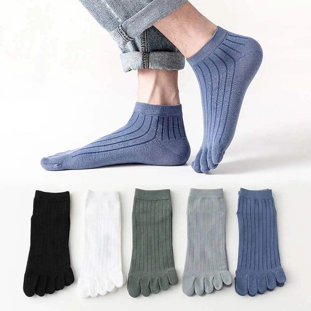 Chaussettes rayées en coton pour hommes et femmes, chaussettes à cinq doigts, chaussettes Parker fendues, bonneterie de sport, tube court, doux et fin