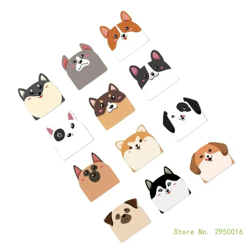 12x/Set Animal Note Pad Cartoon Dogs Sticky Note Funny Small Sticky Pad Self-Adhesive Sticky Memos Pad for Office