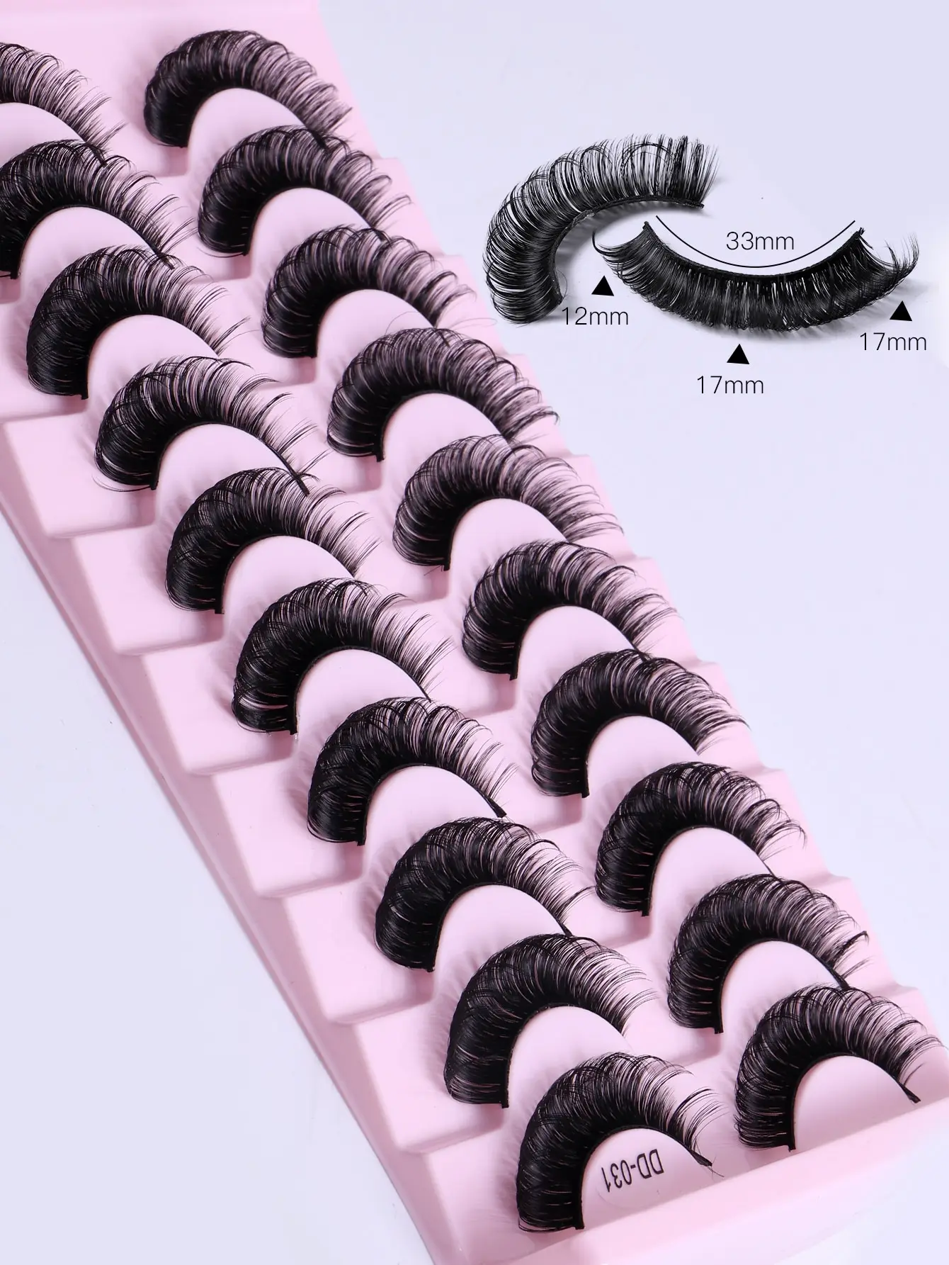DD Curl Russische Wimpern 10 Paare 3D Nerzwimpern Wiederverwendbare Flauschige Streifenwimpern für Augen-Make-up – Detail 4