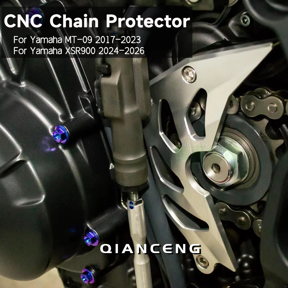 New Aluminum Chain Cover Guard For Yamaha MT-09 MT09 2017-2023 XSR900 2024-  Front Sprocket Guard Protector Sensor Cover