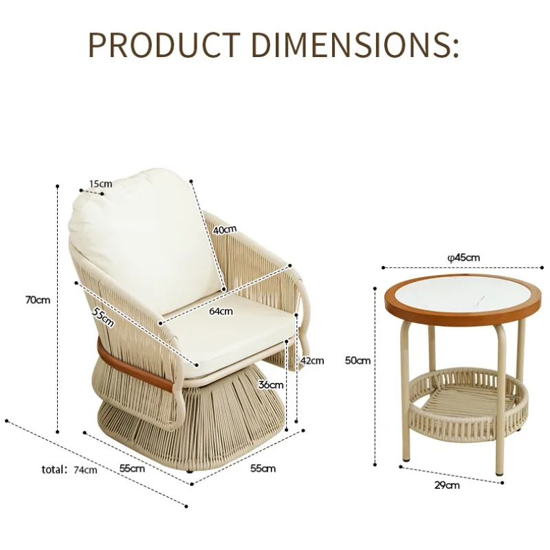 Outdoor rattan garden sofa recliner for outdoor aluminum patio garden chairs, weatherproof and durable