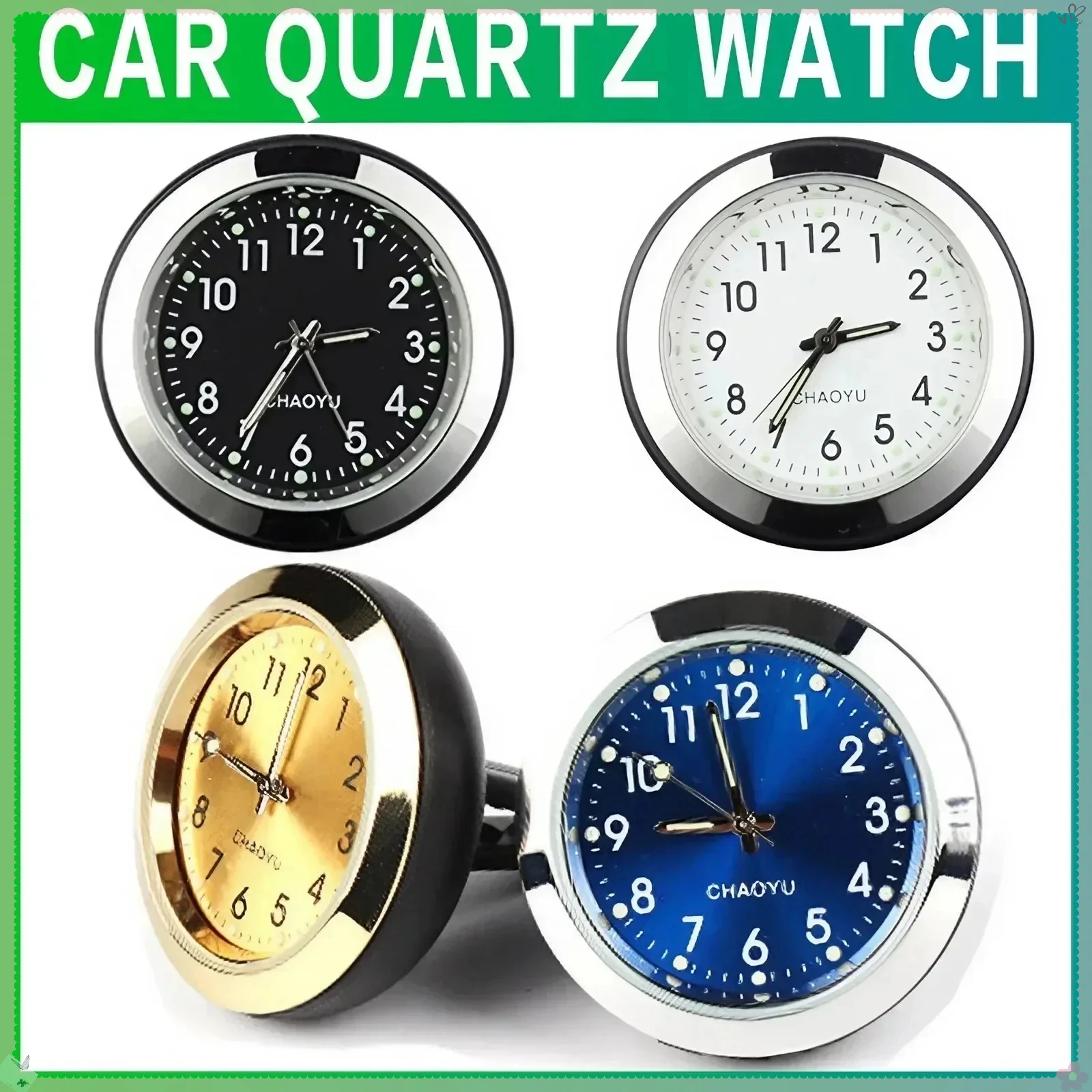 Luminous Car Clock Analog Quartz Watch Air Vent Clip Decoration Auto Accessories