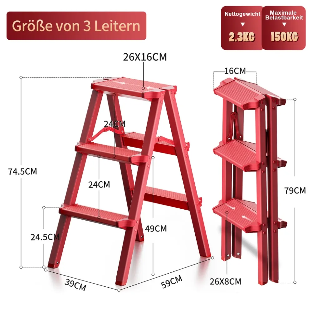 Ladynamy Home Folding Ladders Telescopic Step Ladders Thickened Stairs High Stools Indoor Mobile Multi-function Climbing Ladder