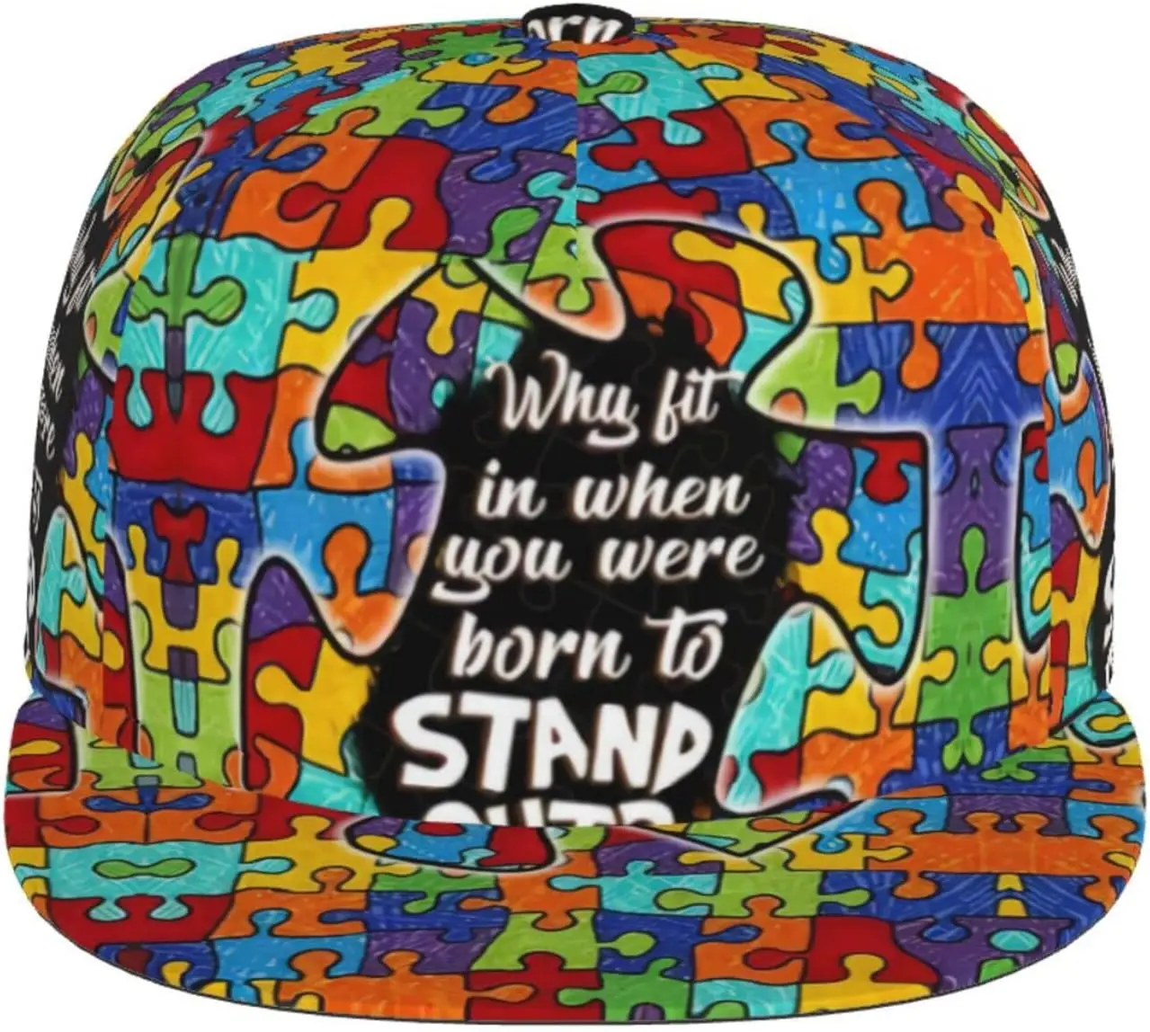 Autism Awareness Flat Bill Baseball Cap - Adjustable Snapback Hats for Women & Men