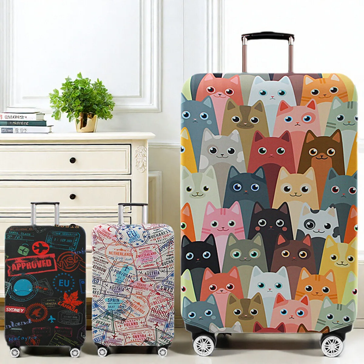 housse-de-protection-pour-bagages-epaissie-elastique-et-resistante-a-l'usure-pour-valise-en-polyester-a-carreaux-tendance-pour-hommes-et-femmes