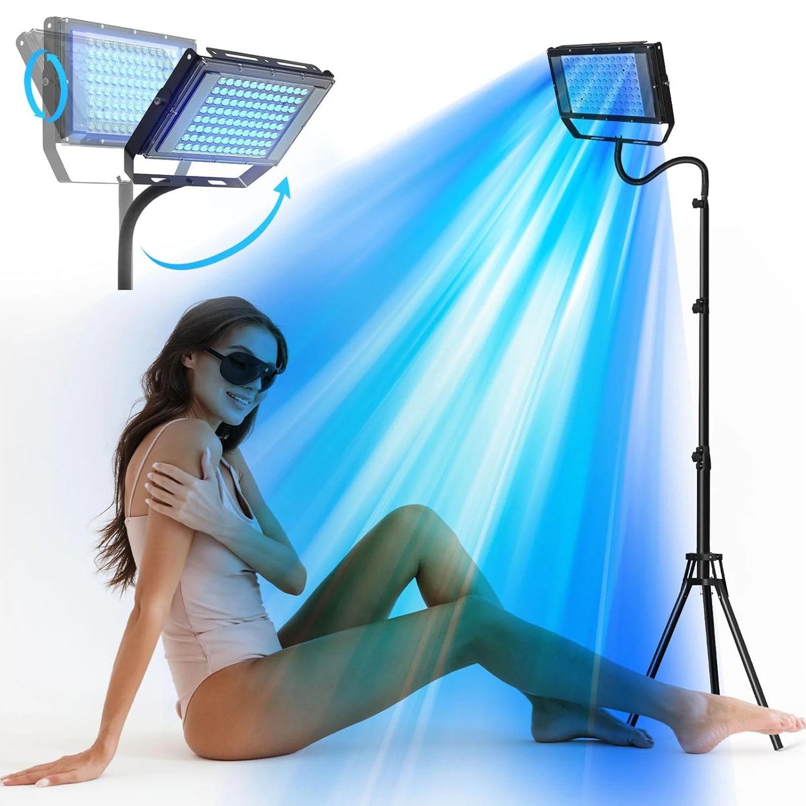 Lampe de bronzage ultraviolette 50W, trépied Solarium pour le corps de bronzage, 96 pièces, lampe à lumière bleue, longueur d'onde 460nm et 480nm, soins de la peau, nouvelle collection