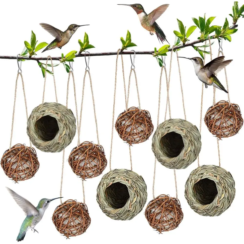 

10-Piece Handcrafted Round Bird Nests for Outdoor and Indoor Garden Decor