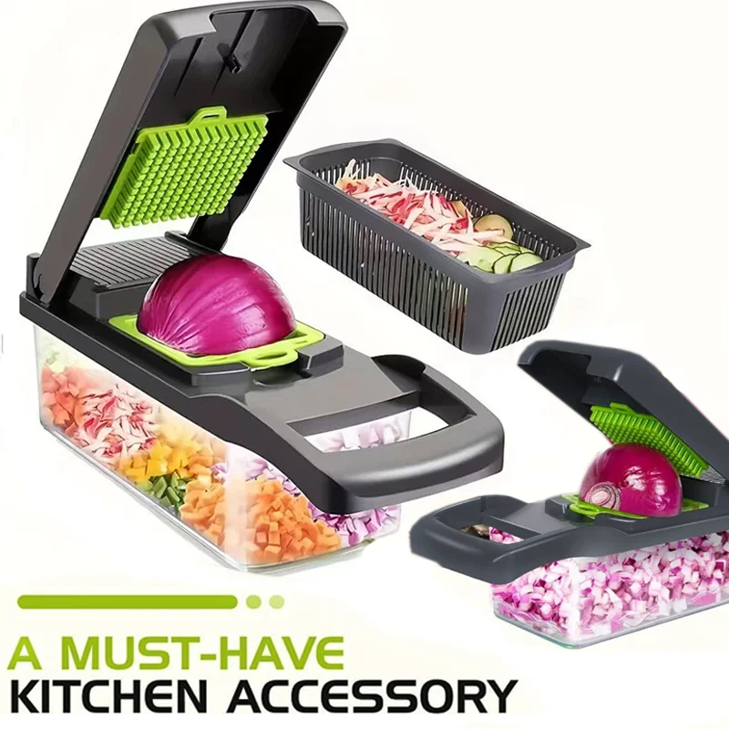 

Multifunctional Vegetable Chopper Handle Food Grate Food Chopper Vegetable Slicer Dicer Cut 14/16 in 1 Kitchen Items Cocina