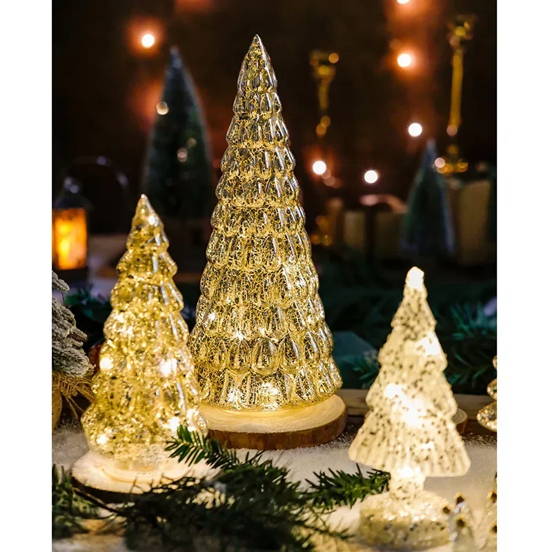Glowing Glass Christmas Tree Ornaments Home Luminous Desktop Decoration Led Night Light Party Xmas Decorations Festival Kid Gift - Image 5