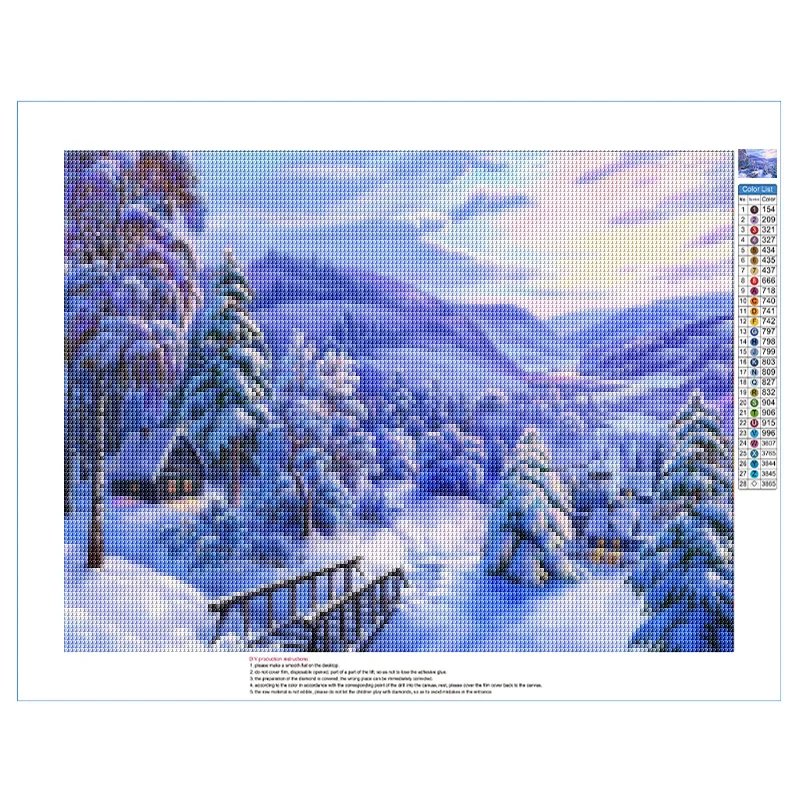 5D DIY Diamond Painting Ice Snow House Full Round Diamond Mosaic Landscape Diamond Embroidery Kit Rhinestone Home Art Decoration