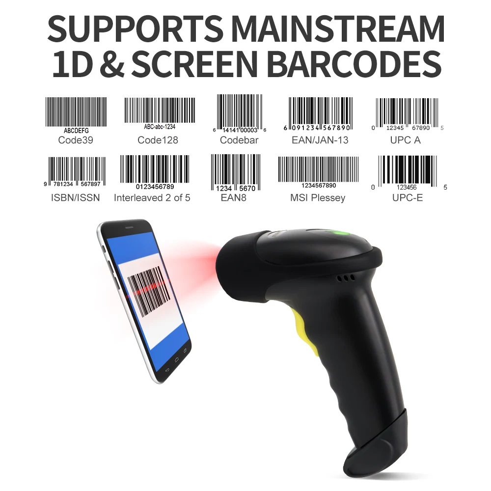 GTCODESTAR X-9201B CCD Wireless Barcode Reader Handheld Mobile Screen Bar Code Scanner
