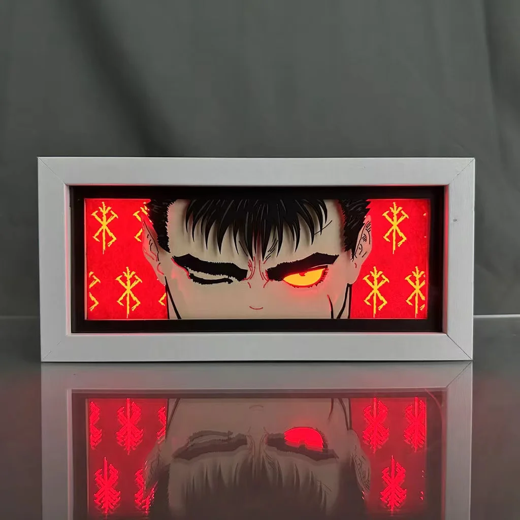 Berserk Guts Paper Carving 3D Anime Lamp LED Light Box ベルセルクSacrifice Action Figure Room Decoration Lamp Brithday Gift