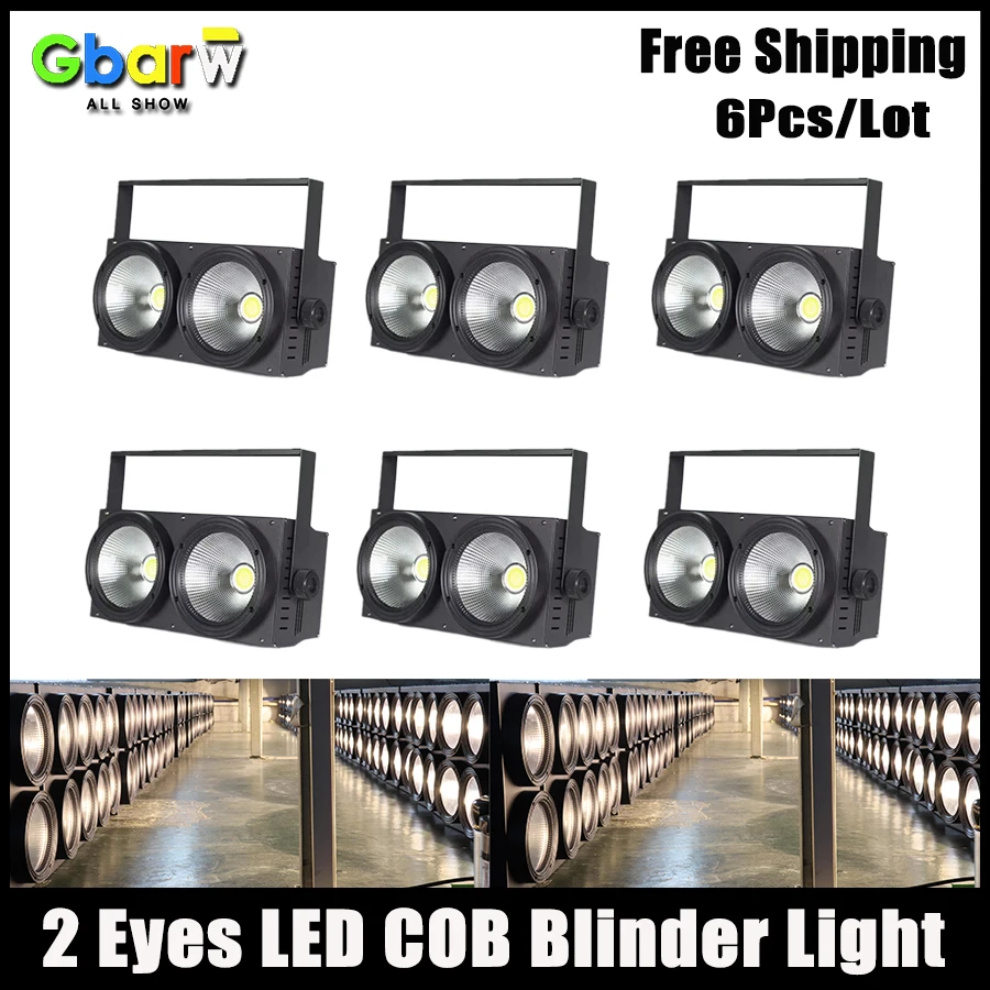 6pcs/lot COB LED 2x100W Audience DMX Light 2 Eyes COB Blinder Light Optional Control LED individually for Concert Disco Party