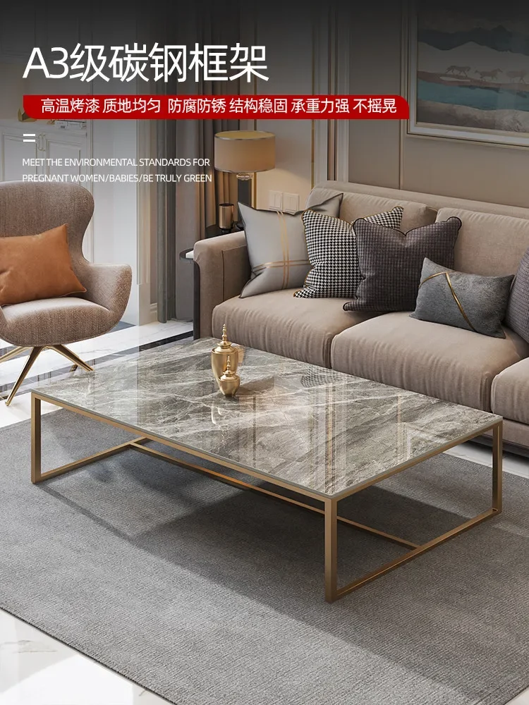 Nordic light luxury rock slab coffee table living room small apartment household simple modern marble square coffee