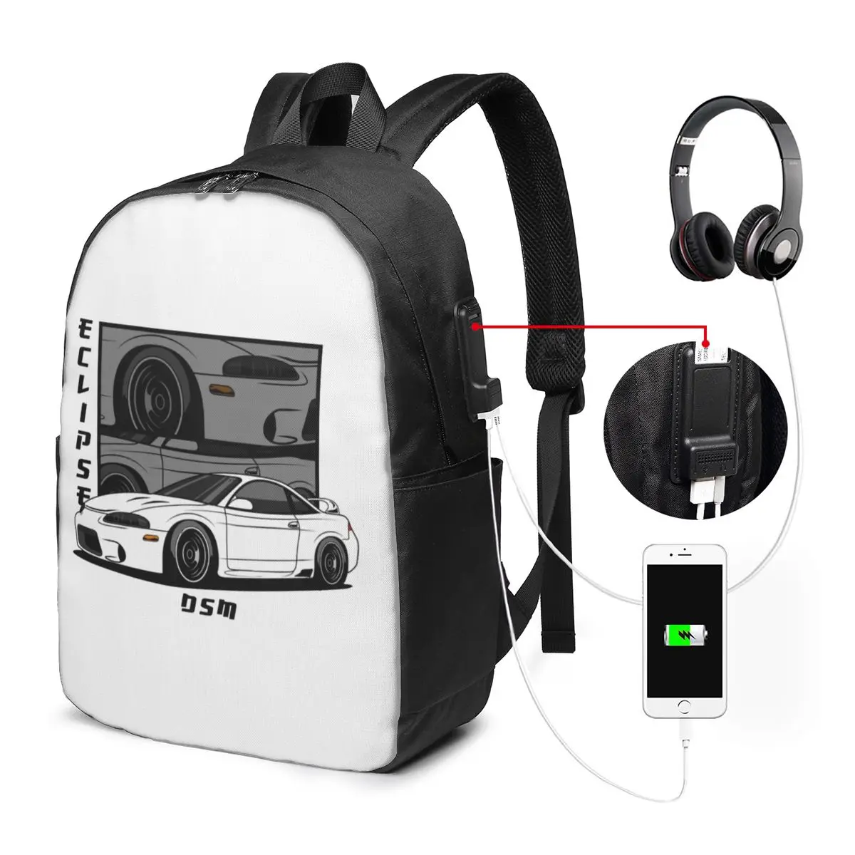 Eclipse 2G DSM Red Backpack Travel Notebook Bag Computer College Student School Bag Laptop Shoulder Bags for Men Women