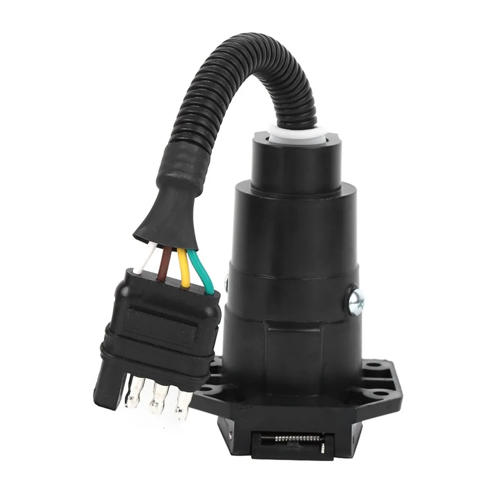 

Вилка адаптера прицепа 6-24 В, 4-контактный, плоский, 7-контактный, круглый, 4-контактный на 7-контактный адаптер, водонепроницаемый водонепроницаемый разъем, буксировочное оборудование