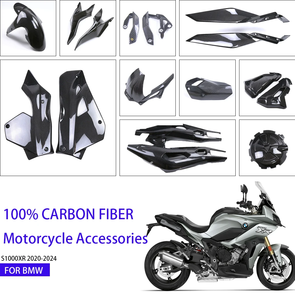 Carbon Fiber For BMW S1000XR 2020-2024 Motorcycle Fender Fuel Tank Side Fairing Guard Panels Frame Cover Accessories Protector