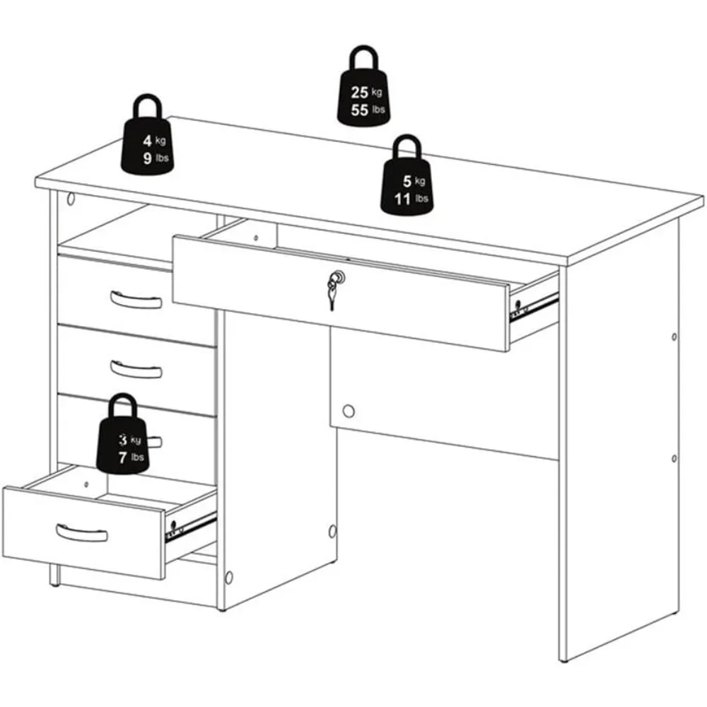 Walden Desk with 5 Drawers, Oak Structure