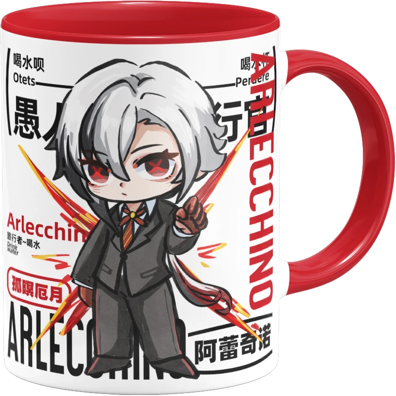 

Game Anime Genshin Impact Arlecchino Fatui Cosplay Student Ceramic Mark Cup Animation Water Mug Cartoon Mascot Xmas Gifts