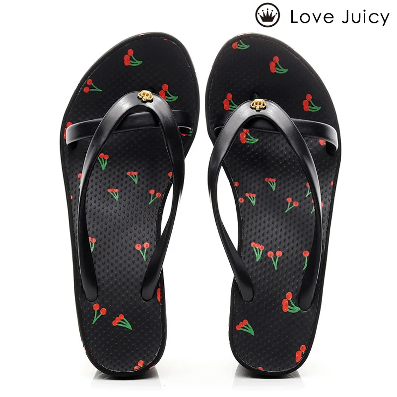 32-43 Size 8CM Juicy Lovers Brand Women Slippers Black White Flat Beach Slipper Sandals Outdoor Sportswear Summer Flip Flops