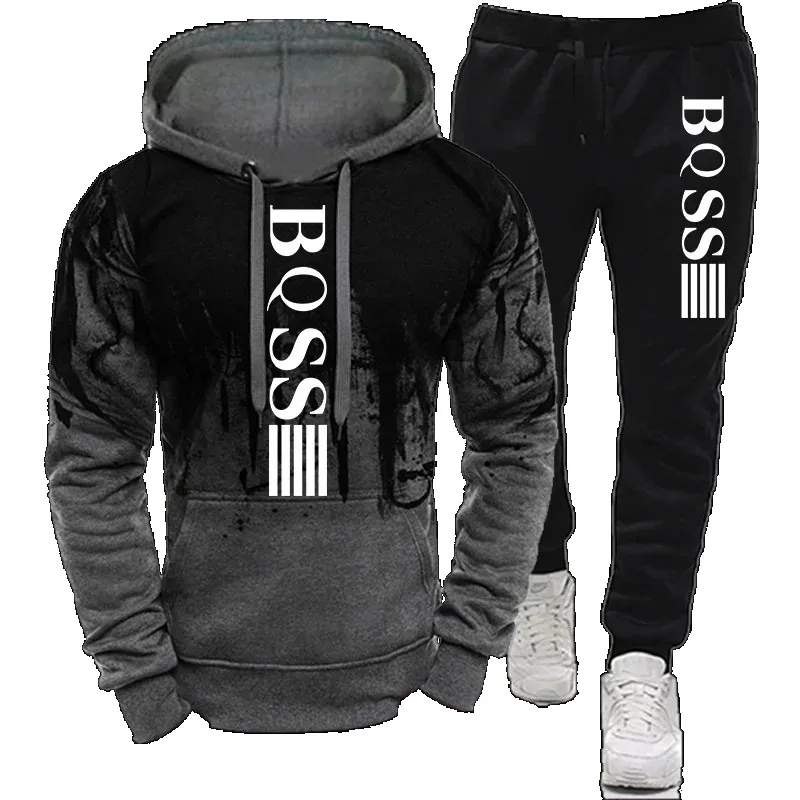 New Hoodies and Sweatshirts Sports Sets Men's Hoodies Men's Clothing Splatter Sweatshirts Sets Men's Sports Pants Sets