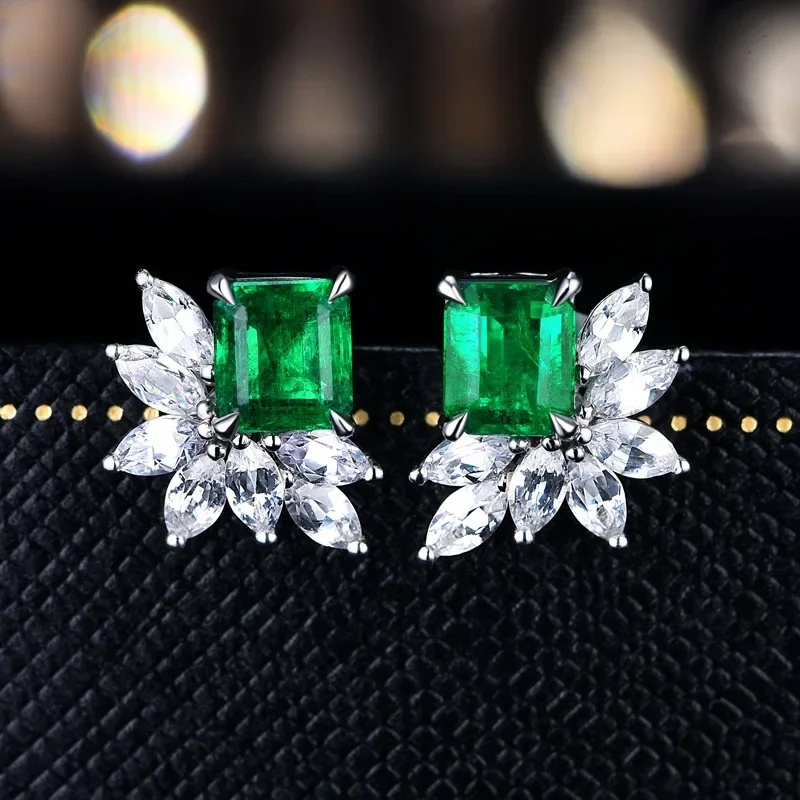2026 Geometric Green CZ Sparkling Cubic Zirconia Earrings, Suitable for Women\'s Wedding Parties, Elegant  Jewelry