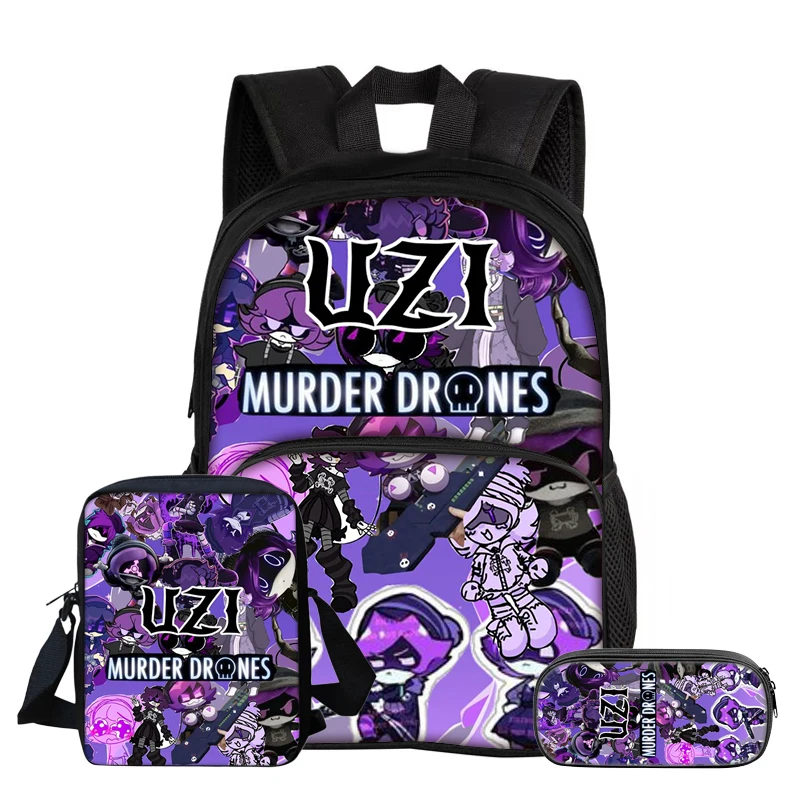 Murder Drones 3Pcs set with Front Pocket Backpack Kids Backpack Shoulder Bags Pencil Bag Student School Bags Rucksack
