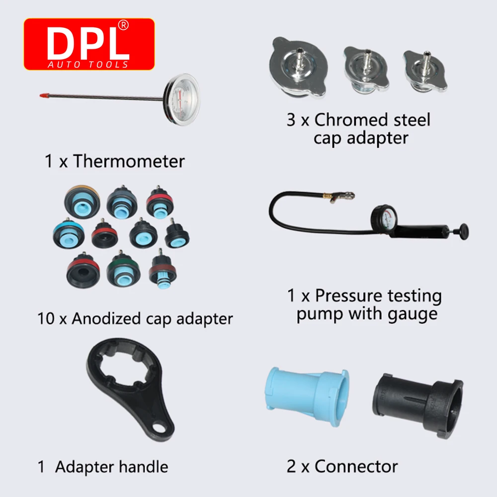 Kit de herramientas de prueba de presión de radiador, sistema de refrigeración de vehículo de vacío Universal para Audi, BMW, Ford y Volvo, 18 Uds.