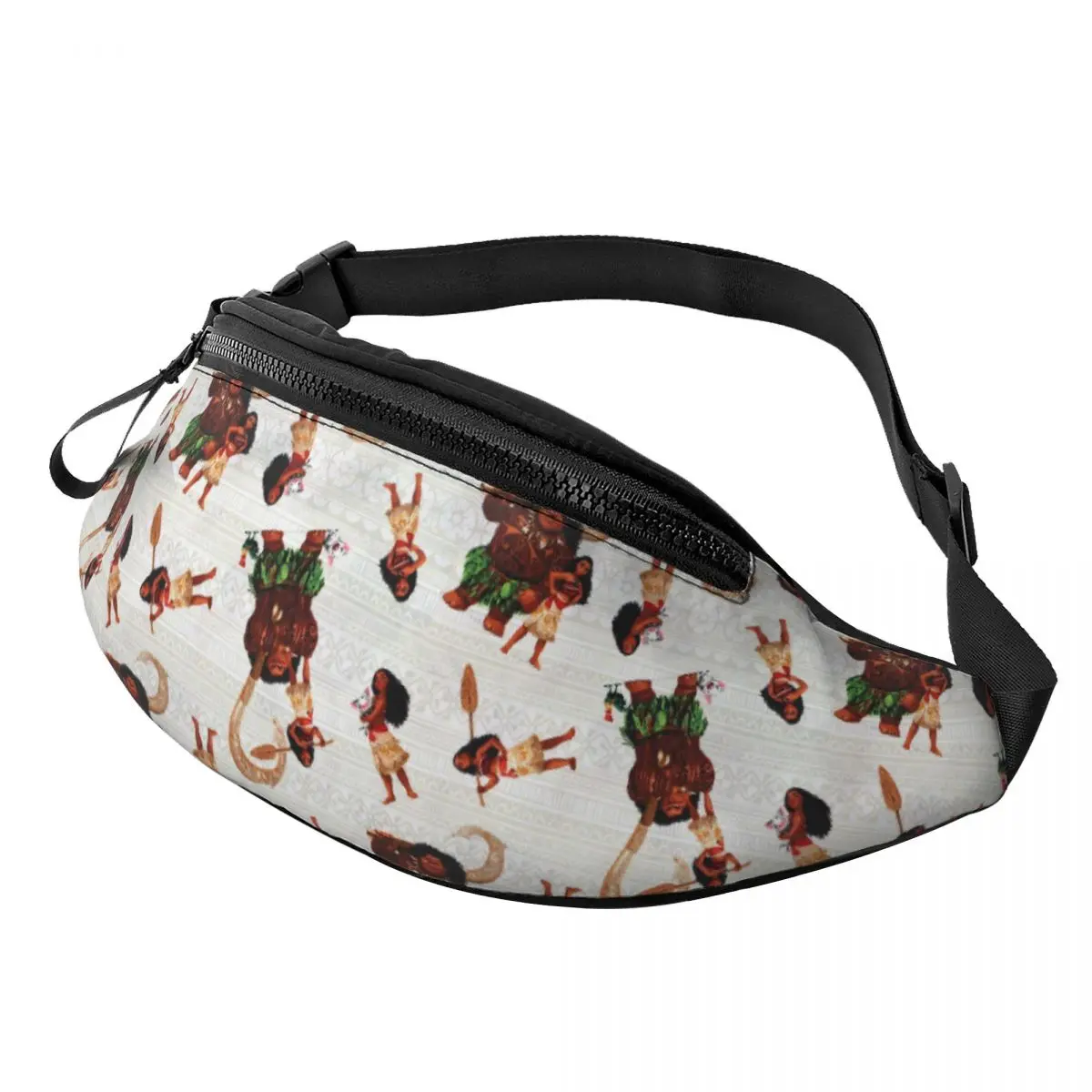 Custom Fashion Moana And Friends Fanny Pack for Cycling Camping Women Men Crossbody Waist Bag Phone Money Pouch