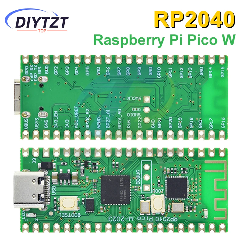 RP2040 Raspberry Pi Pico W Board with 2.4G WiFi Micro Dual-Core 264KB ARM Microcomputers High-Performance Cortex-M0 Processor