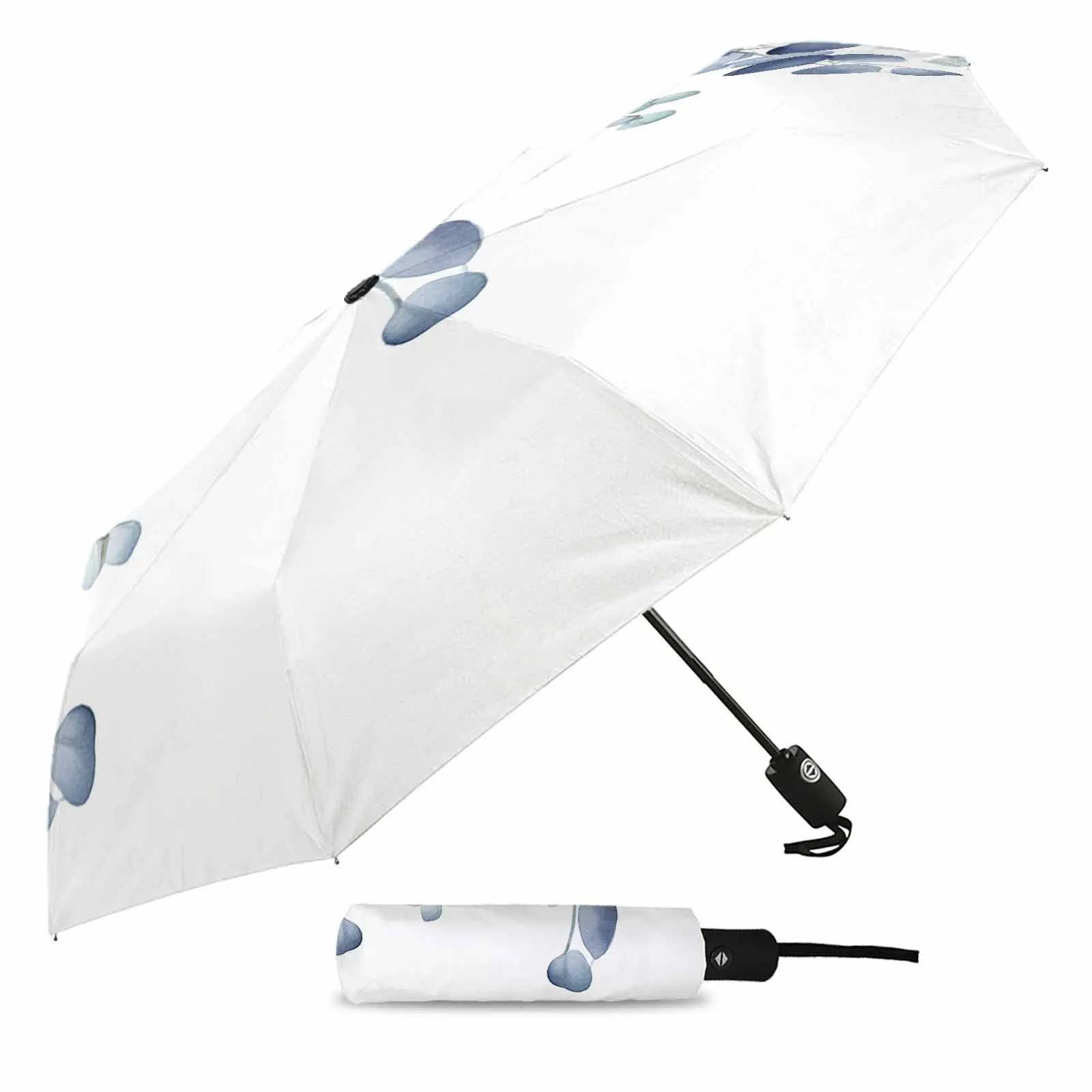 Spring Eucalyptus Leaves Flower Automatic Umbrella for Rain Foldable Parasol Umbrella Eight strand Outdoor Umbrellas