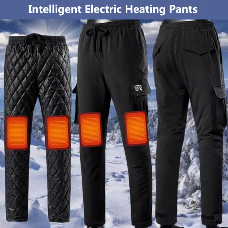 Men Outdoor Winter USB Electric Heated Pants Thicken Thermal Intelligent Thermostatic Trousers Climbing Fishing Hiking