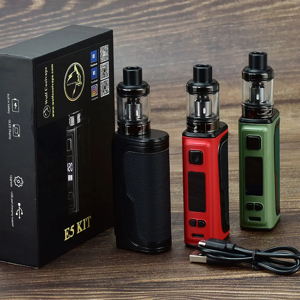 120W Box Mod E Cigarette Kit Vape Pen 2200mah Battery 2.5ml Atomizer OLED Screen Electronic Cigarette Vaporizer Vapor Pen Kit