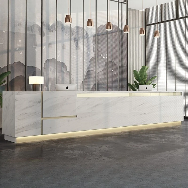 

Design Company Front Desk Display Elegant Checkout Light Luxury Modern Desks Customer Office Service Escrivaninha Furniture
