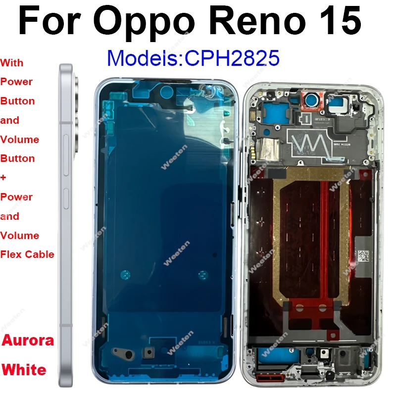 LCD Middle Frame Housing For OPPO Reno 15 15 Pro CPH2825 CPH2813 With Power Volume Buttons Parts Middle Frame Housing Spare