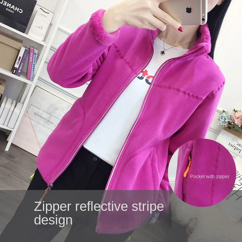 Fleece Jacket Women Men Double-sided Can Be Worn In Autumn and Winter Thickened Double-sided Fleece Polar Fleece Jacket