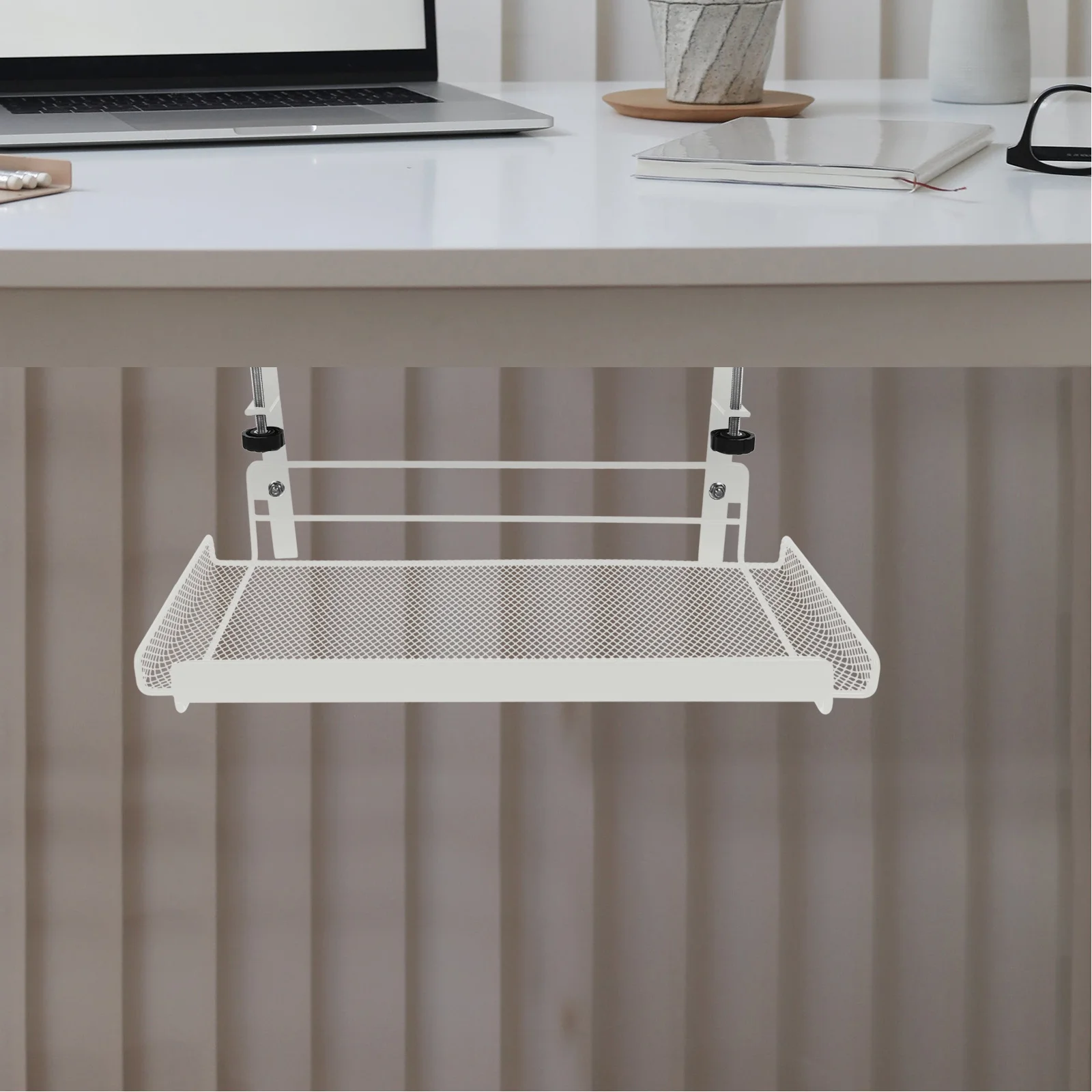 

Under Desk Storage Organizer Wire Basket Document Holder Adjustable Design Office Dorm Room Bathroom Living Room Bedroom