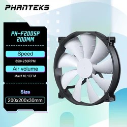 PHANTEKS F200SP Black High Air Volume Computer Case Fan 200mm 4Pin PWM Quiet Cooling Fan FDB Hydraulic Bearings
